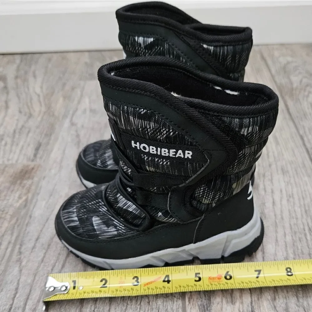 Hobibear Black and Gray Faux Fur Lined Snow Boots Size 8.5 Toddler